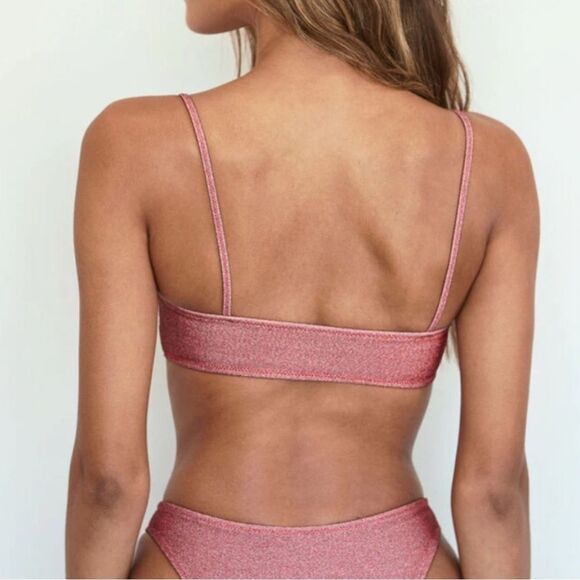 Kendall & Kylie Red Shimmer Bandeau Bikini- Size Small - Picture 2 of 10